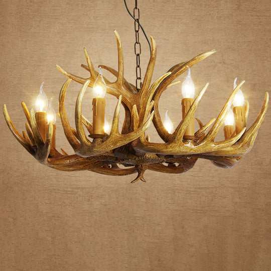 Rustic Resin Antler Suspension Chandelier – Multi-Light White &amp; Yellow Pendant