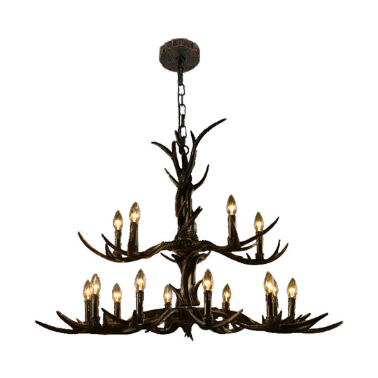 Rustic Brass Resin Antler Chandelier – 6/8/10-Light Pendant for Living &amp; Study Rooms