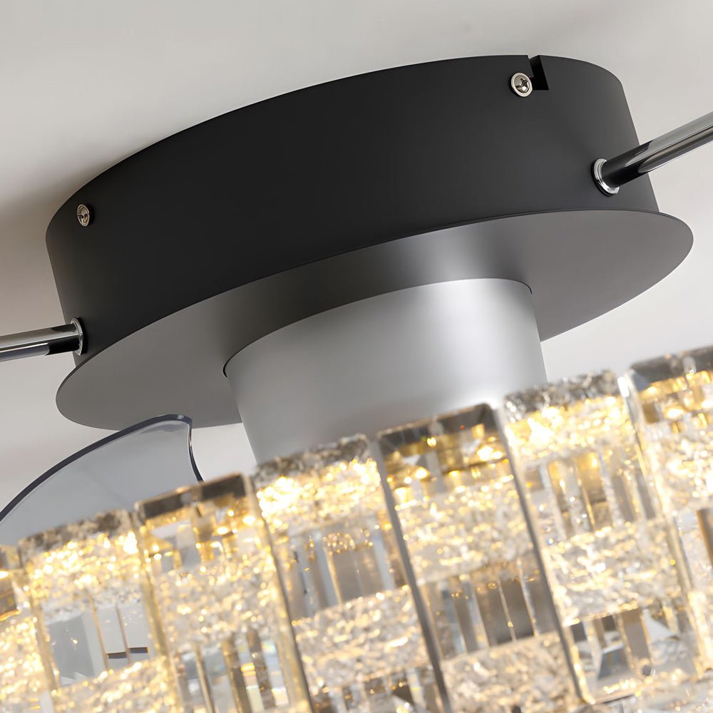 23.6" Crystal LED Flush Mount Ceiling Fan – 6 Speeds &amp; Remote Control