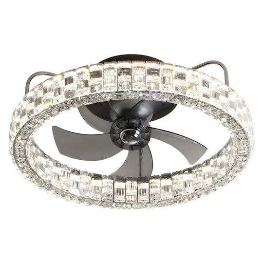 23.6" Crystal LED Flush Mount Ceiling Fan – 6 Speeds &amp; Remote Control