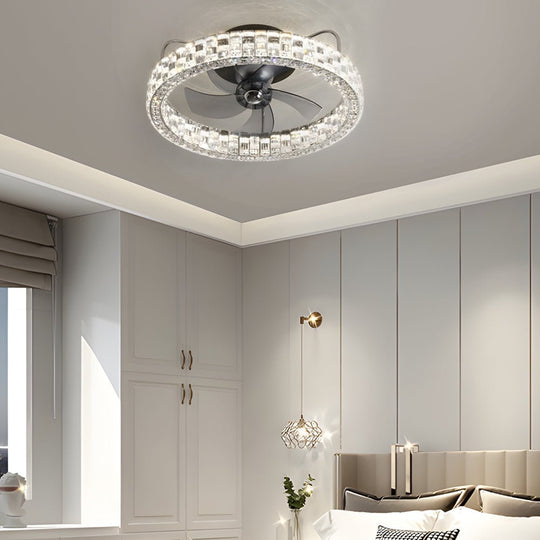 23.6" Crystal LED Flush Mount Ceiling Fan – 6 Speeds &amp; Remote Control