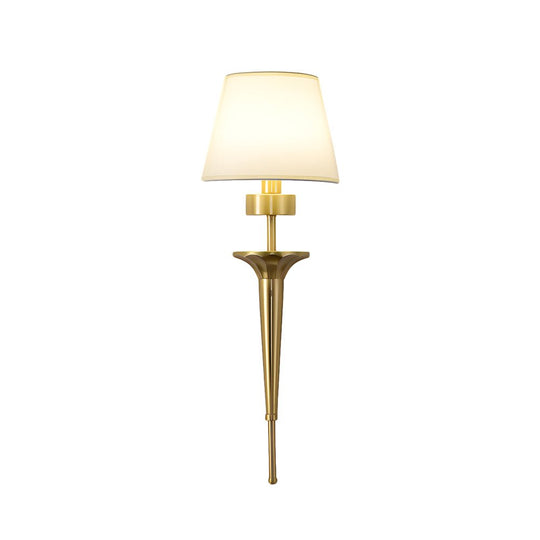 25.98-In H. Gold/Black Copper 1-Light American Wall Sconce with Fabric Shade
