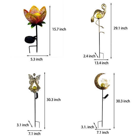 Mystical Moon &amp; Sun Flame Iron Hollow Projector Solar Garden Light