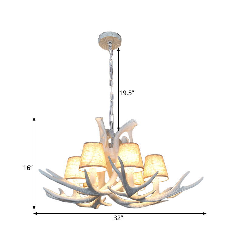 Rustic Resin Antler Chandelier – 6-Light Brown-Yellow &amp; White Dining Pendant