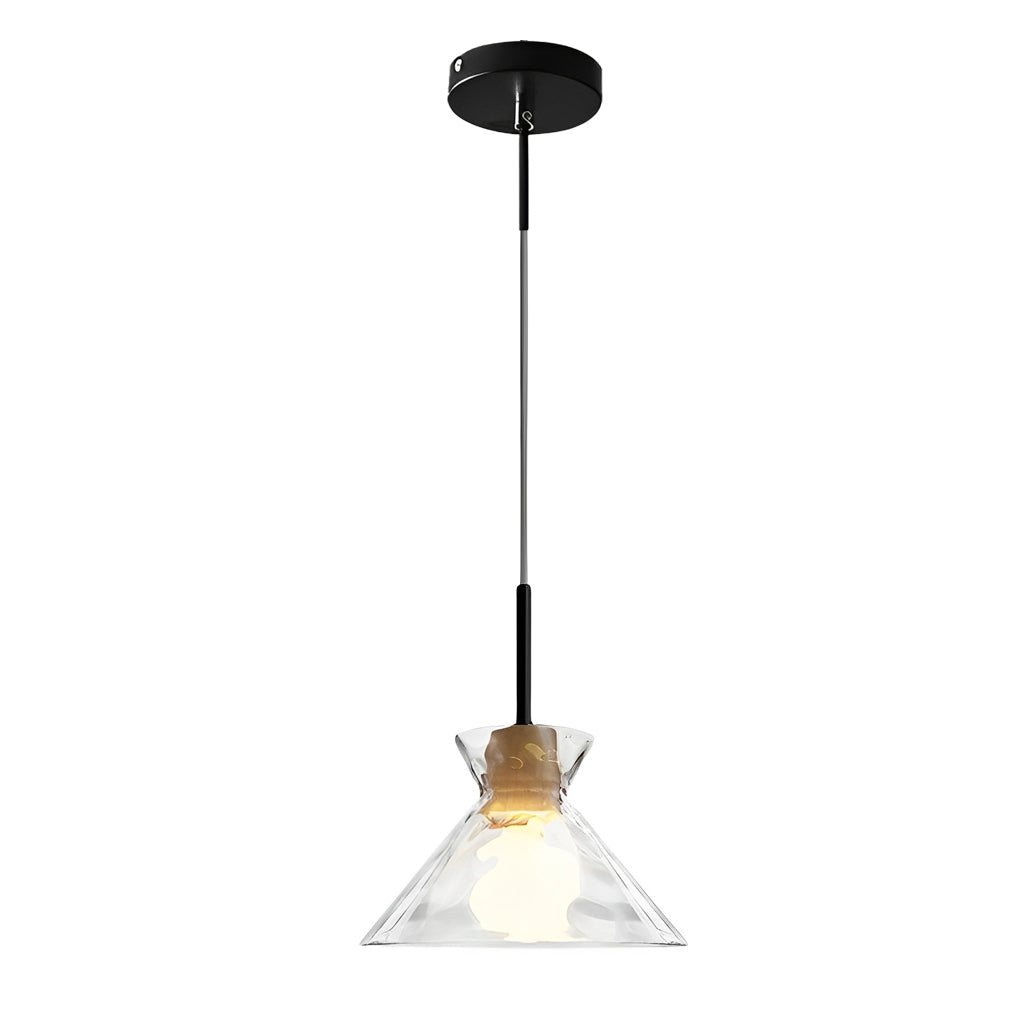 Round Creative Glass Wood Japanese Style Pendant Light Small Chandelier