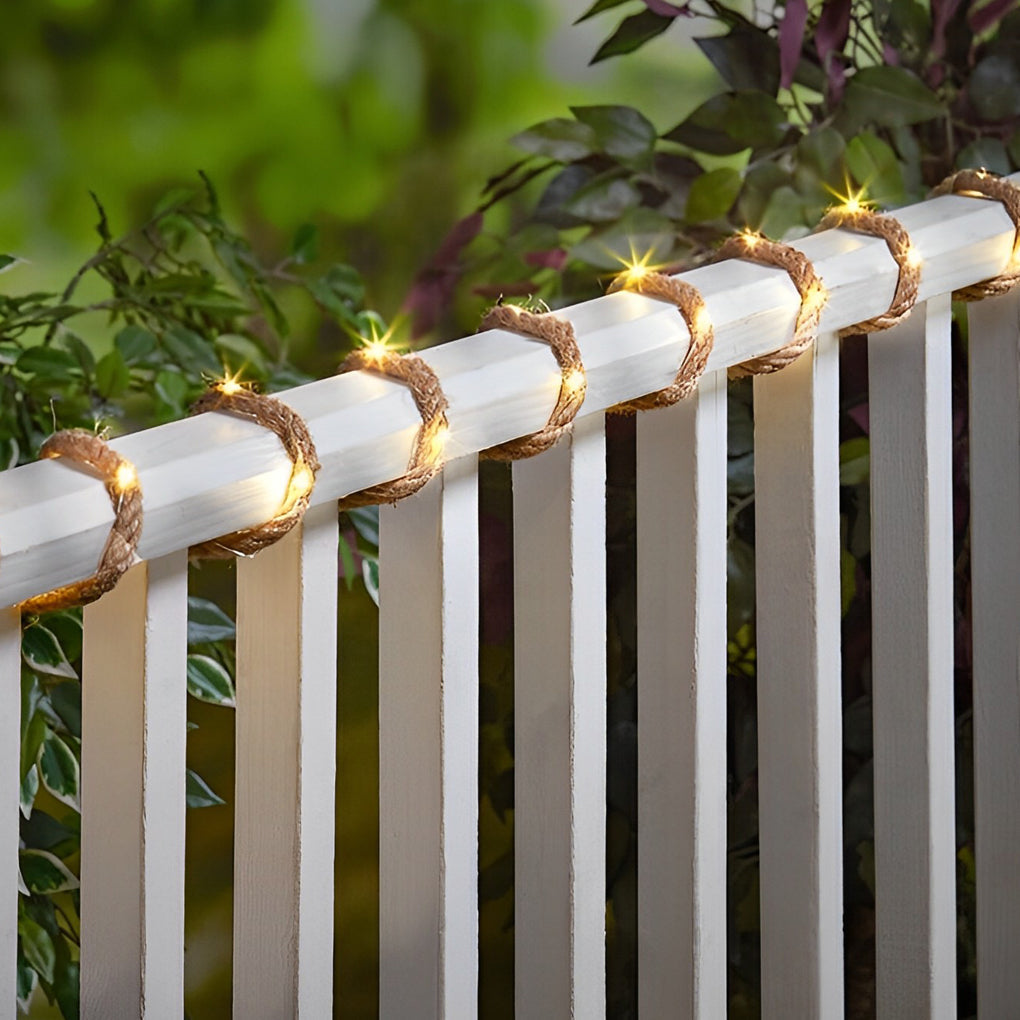 100/200 Lights Hemp Rope Decor Battery Operated Solar LED String Lights