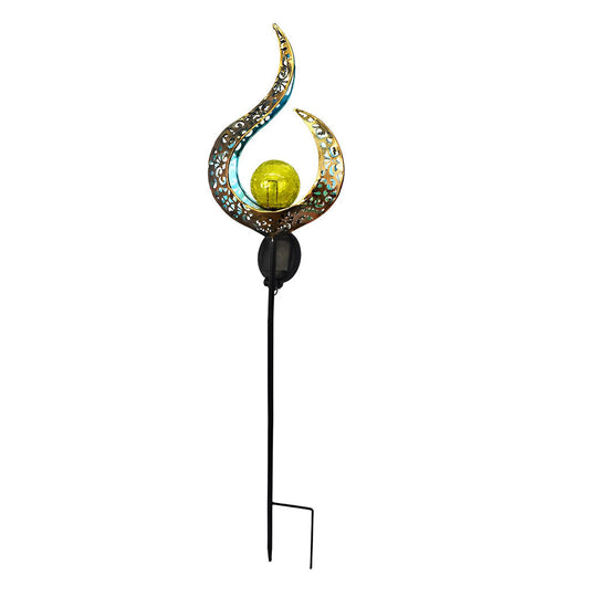 Mystical Moon &amp; Sun Flame Iron Hollow Projector Solar Garden Light