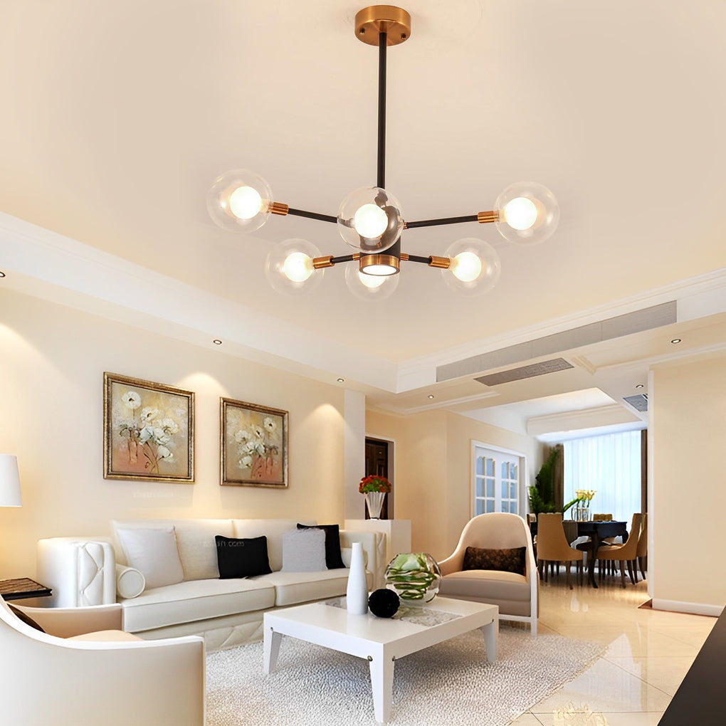 6-Light LED Glass &amp; Metal Modern Chandelier for Kitchen Island Lighting