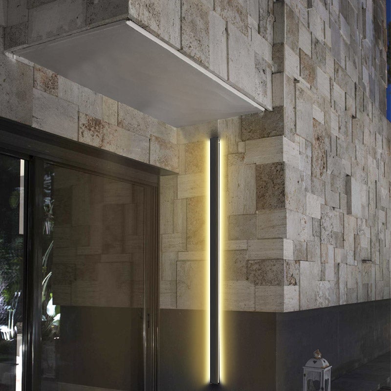LED Long Linear Metal Waterproof Black Minimalist Outdoor Wall Lights