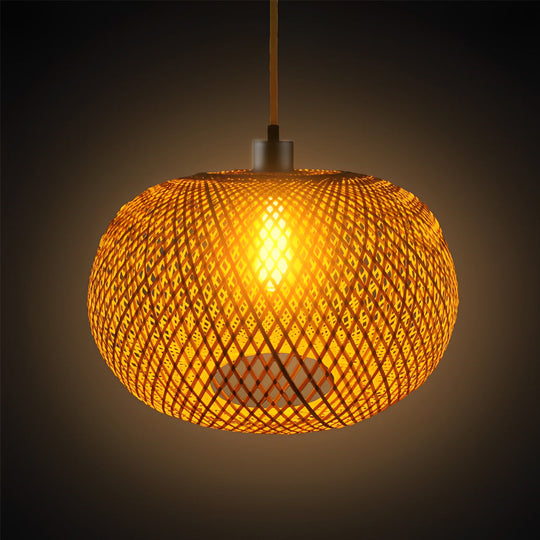 Round Creative Handmade Bamboo Rattan Modern Chandelier Pendant Light