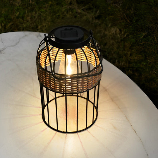 Portable Lantern Shape Rattan Solar Night Light – Waterproof &amp; Intelligent