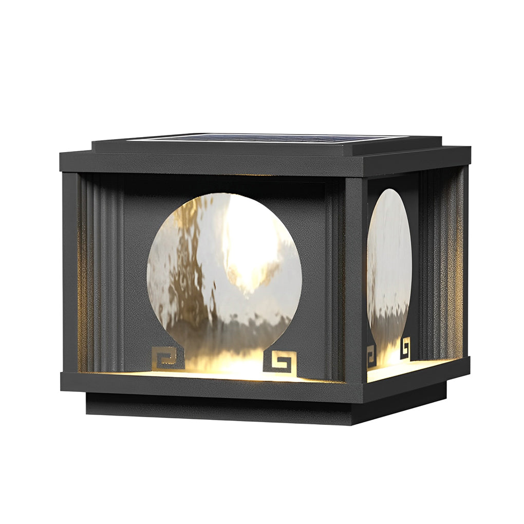 Square &amp; Round Waterproof LED Black Solar Fence Post Lamps