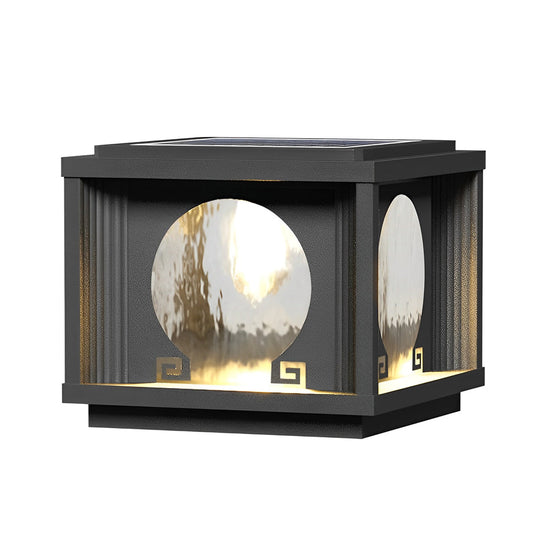 Square &amp; Round Waterproof LED Black Solar Fence Post Lamps