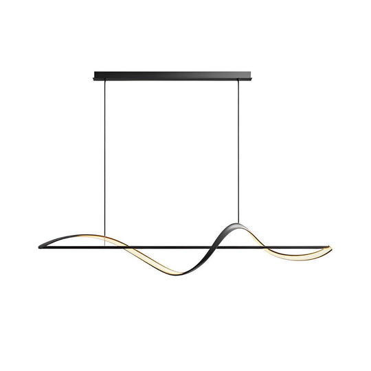 Minimalist Strip Waves LED Copper Dining Room Chandelier