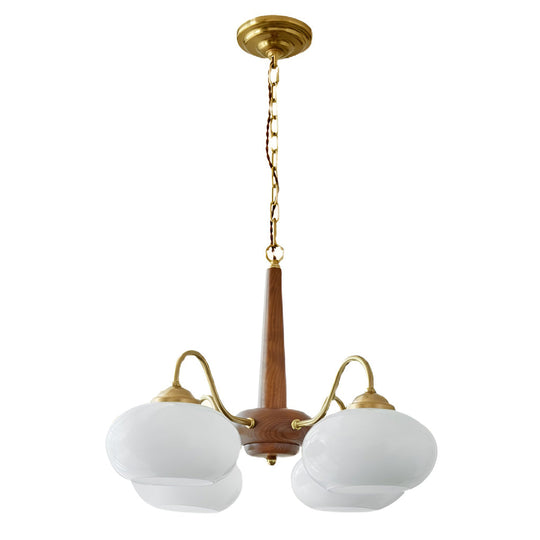 4-Light / 6-Light Glass &amp; Wood E27 LED Nordic Chandelier Hanging Ceiling Light