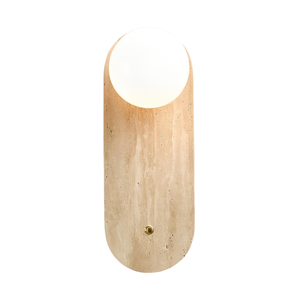 Round &amp; Long Yellow Travertine LED Wabi-Sabi Wall Lamp