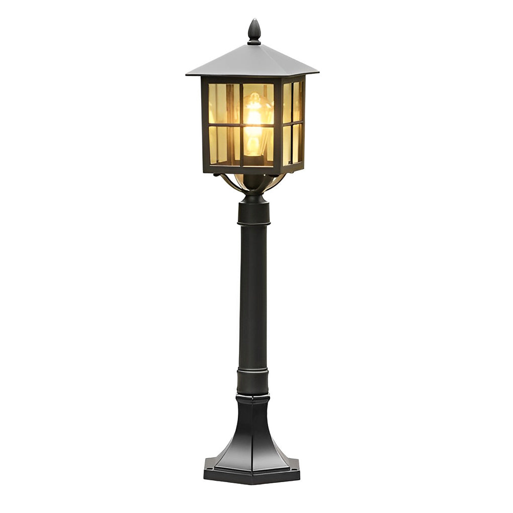 Retro Black Solar &amp; Hardwired Outdoor Pavilion-Inspired Lawn Lamp