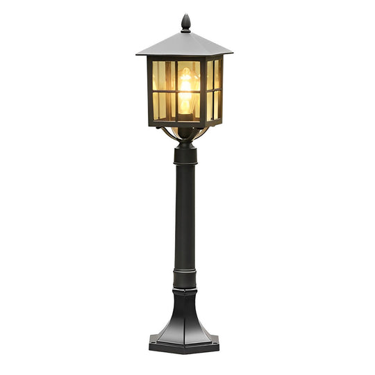 Retro Black Solar &amp; Hardwired Outdoor Pavilion-Inspired Lawn Lamp