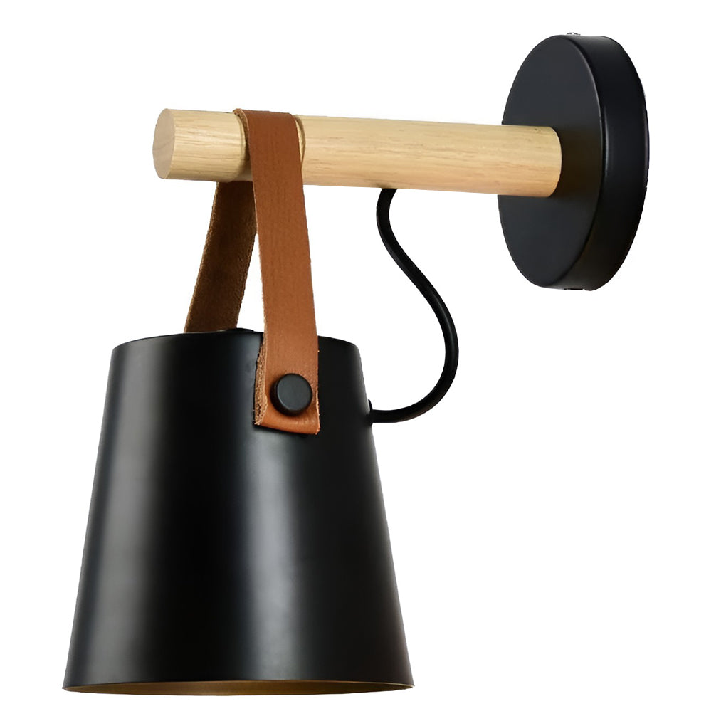 Classic Wood &amp; Metal Nordic Plug-in Wall Sconce