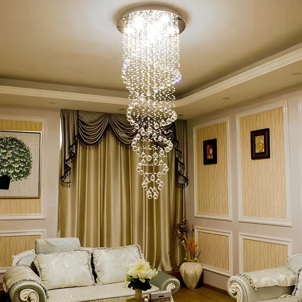 Double Spiral Three Step Dimming LED Modern Staircase Chandelier