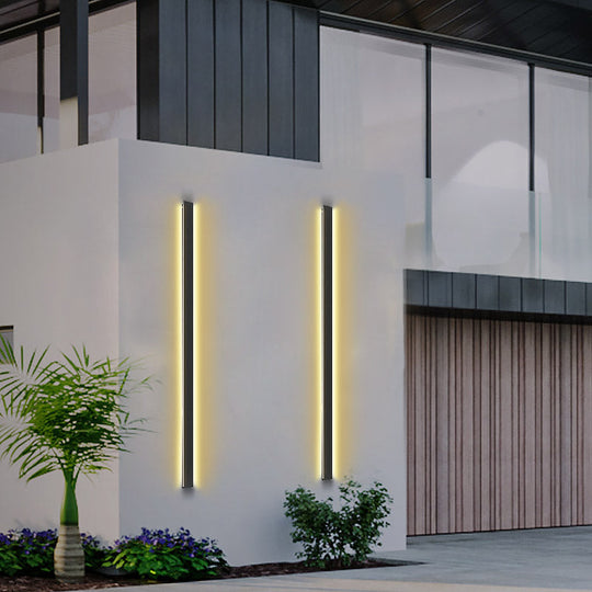 Black Long LED Linear Outdoor Wall Lights – Modern Waterproof Porch &amp; Garden Lighting