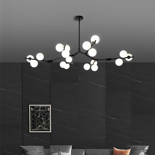 Nordic Style Modern Minimalist Cluster Metal Glass Chandelier – Black &amp; Gold
