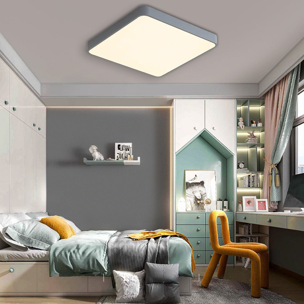 Square Modern LED Flush Mount Ceiling Light – Metal, PVC &amp; Acrylic