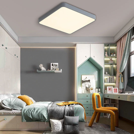 Square Modern LED Flush Mount Ceiling Light – Metal, PVC &amp; Acrylic