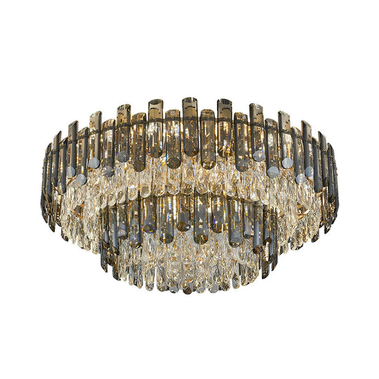 Round Metal Crystal Three Step Dimming Luxury Modern Ceiling Light