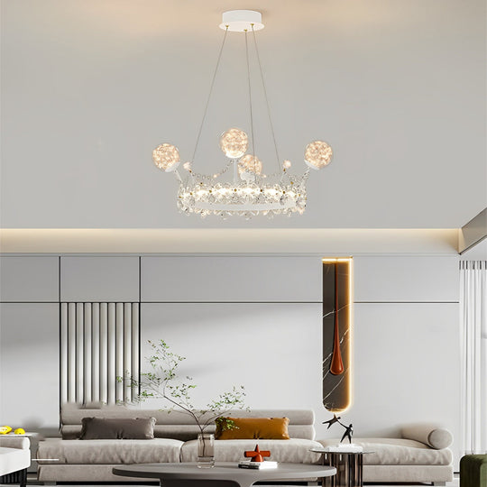 Flower Decor Crowns Crystal Glass Three-Step Dimming Nordic Chandelier