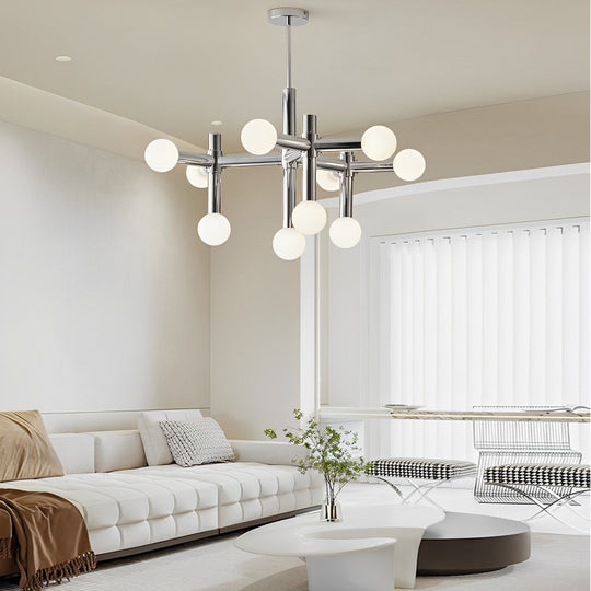 10-Light Glass Ball Creative Sputnik Modern Chandelier – Chrome Finish