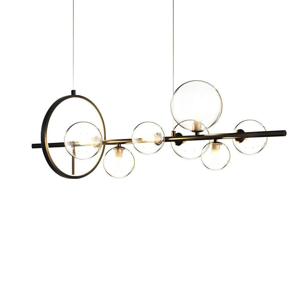 Circular Glass Bubbles LED Black Nordic Chandelier