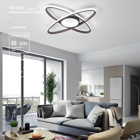 Overlapping Oval Dimmable LED Modern Flush Mount Ceiling Light