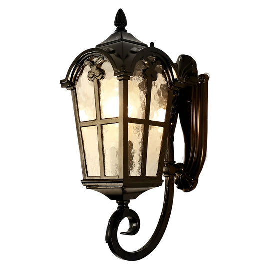 Vintage Glass Waterproof Black European Style Outdoor Wall Lamp Exterior Lights
