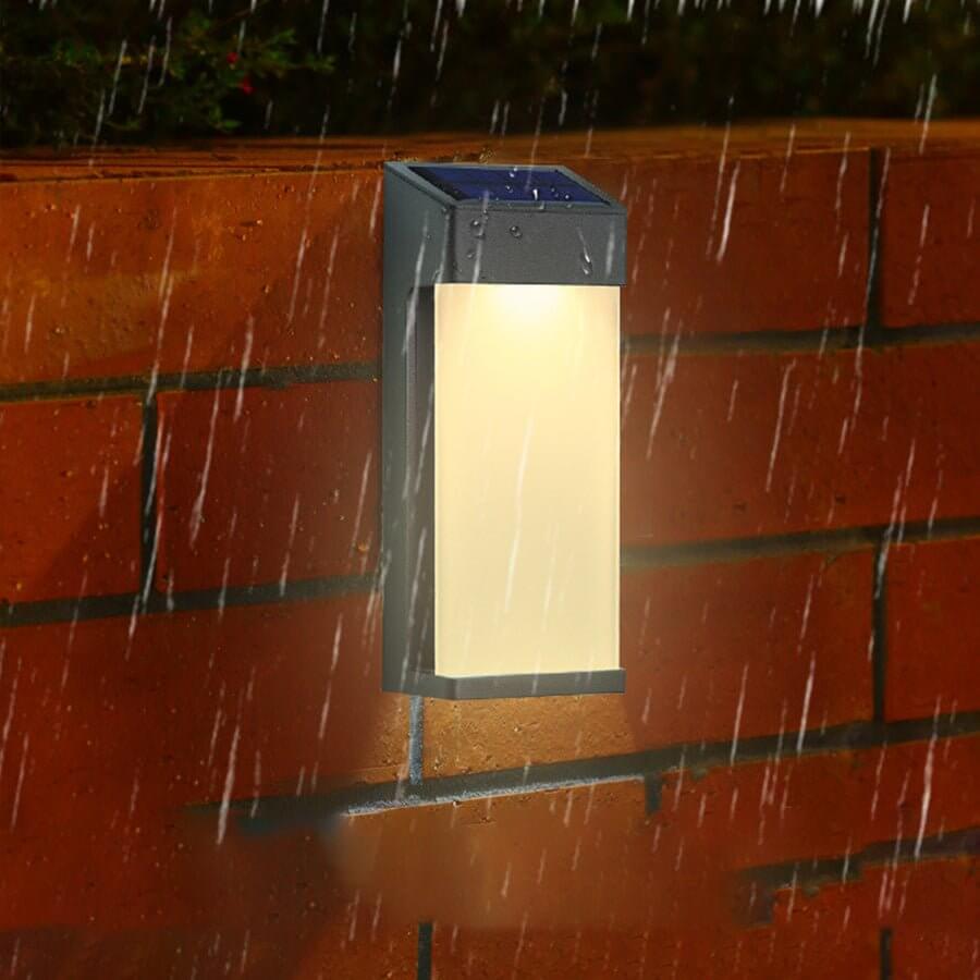 2PCS Contemporary Solar LED Wall Light with High Hardness Glass for Outdoor Gardens