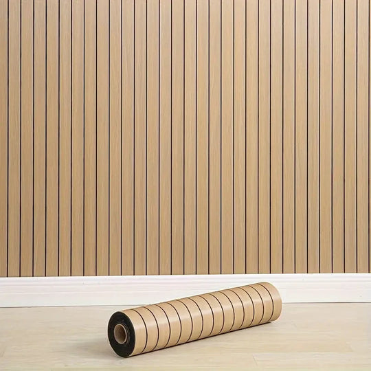 3D Striped Self Adhesive PVC Wall Panel Neutral Tones