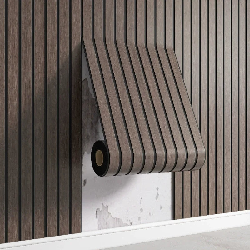 3D Striped Self Adhesive PVC Wall Panel Neutral Tones