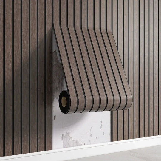 3D Striped Self Adhesive PVC Wall Panel Neutral Tones