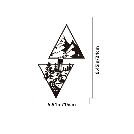 Wild Mountain River Black Metal Wall Art Decor