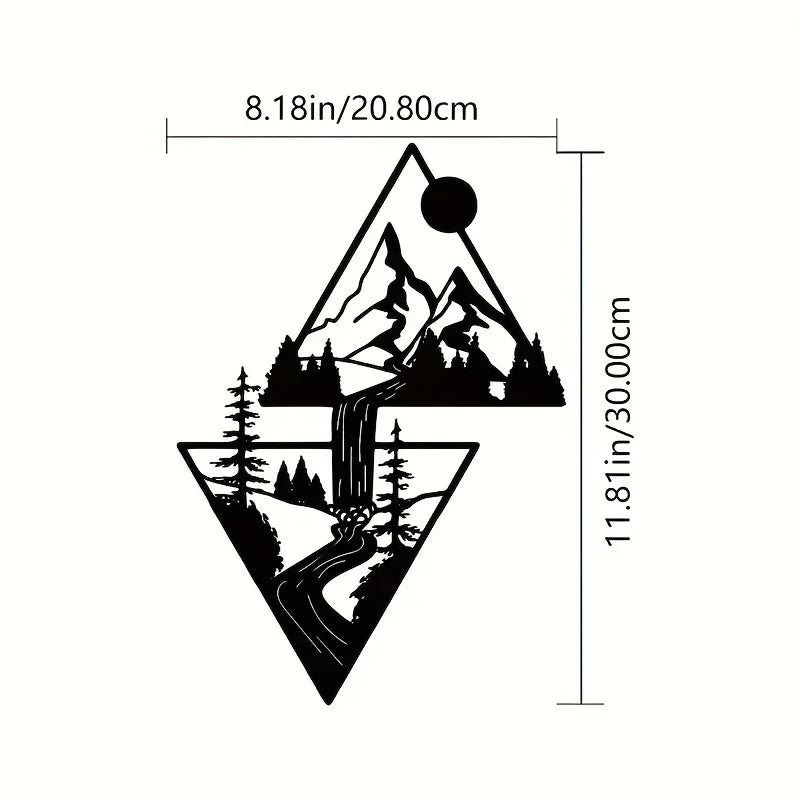 Wild Mountain River Black Metal Wall Art Decor