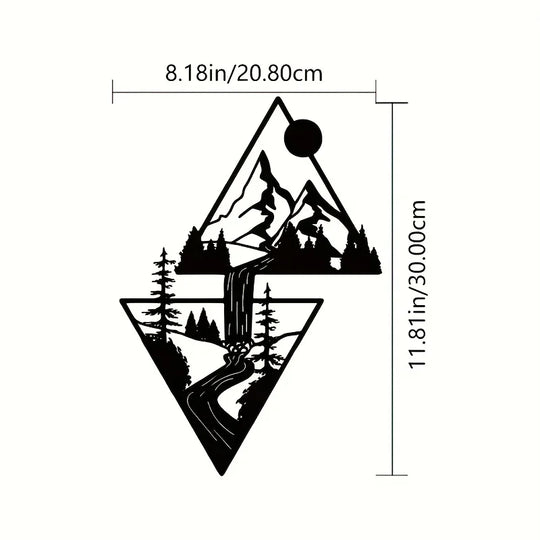 Wild Mountain River Black Metal Wall Art Decor