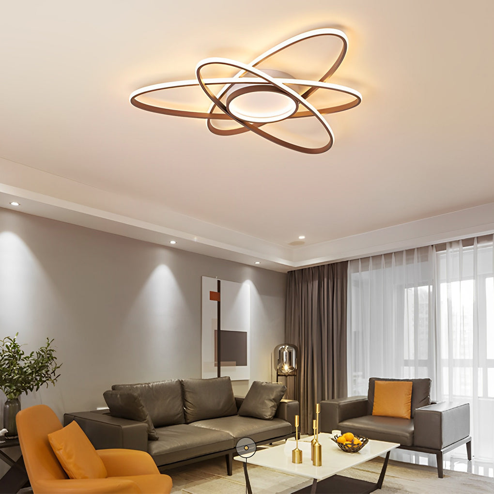 Overlapping Oval Dimmable LED Modern Flush Mount Ceiling Light