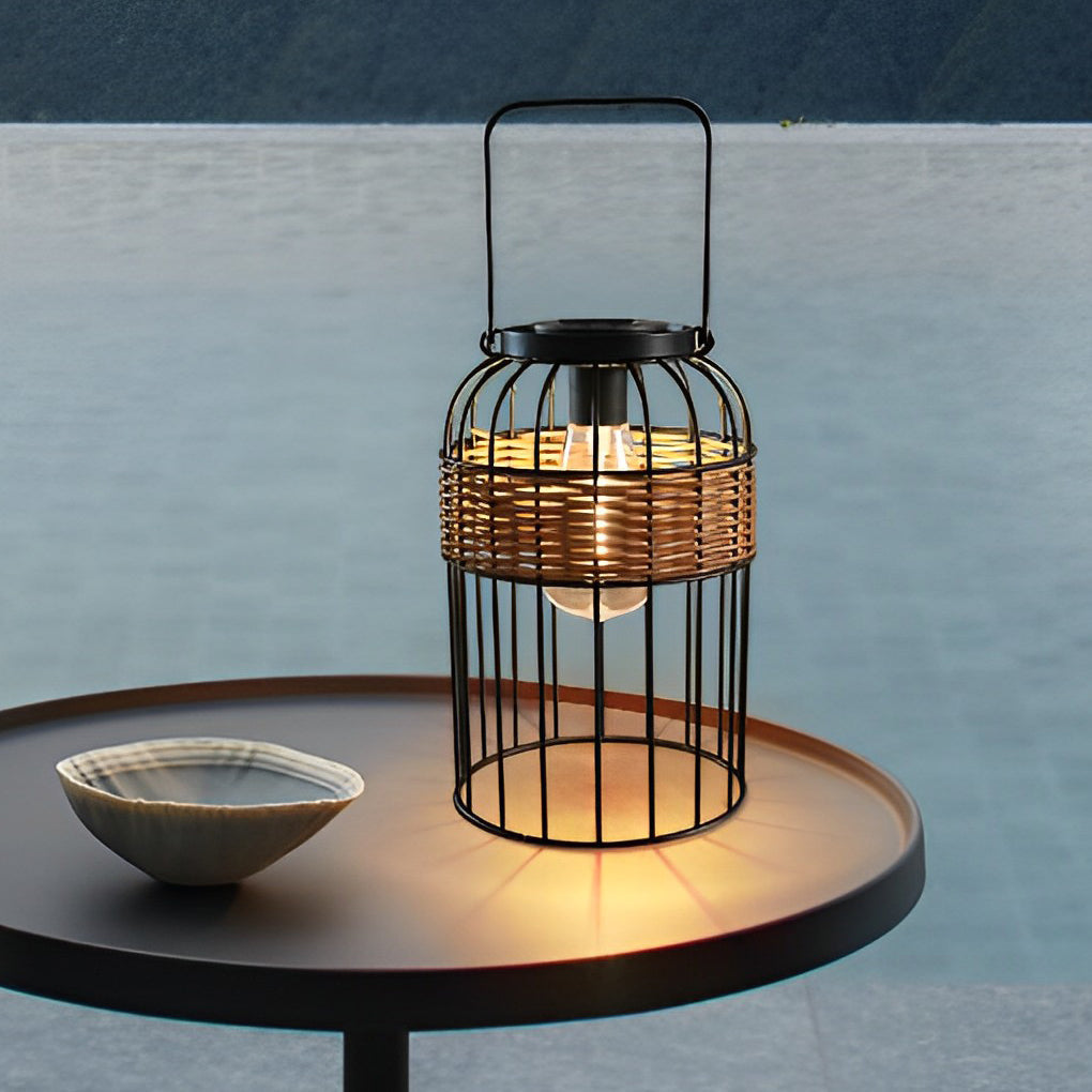 Portable Lantern Shape Rattan Solar Night Light – Waterproof &amp; Intelligent