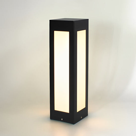 Modern Black Solar Bollard Light LED Waterproof Automatic Outdoor Lamp