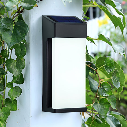 2 Pcs Rectangular LED Light Controlled Waterproof Outdoor Solar Sconce Lighting