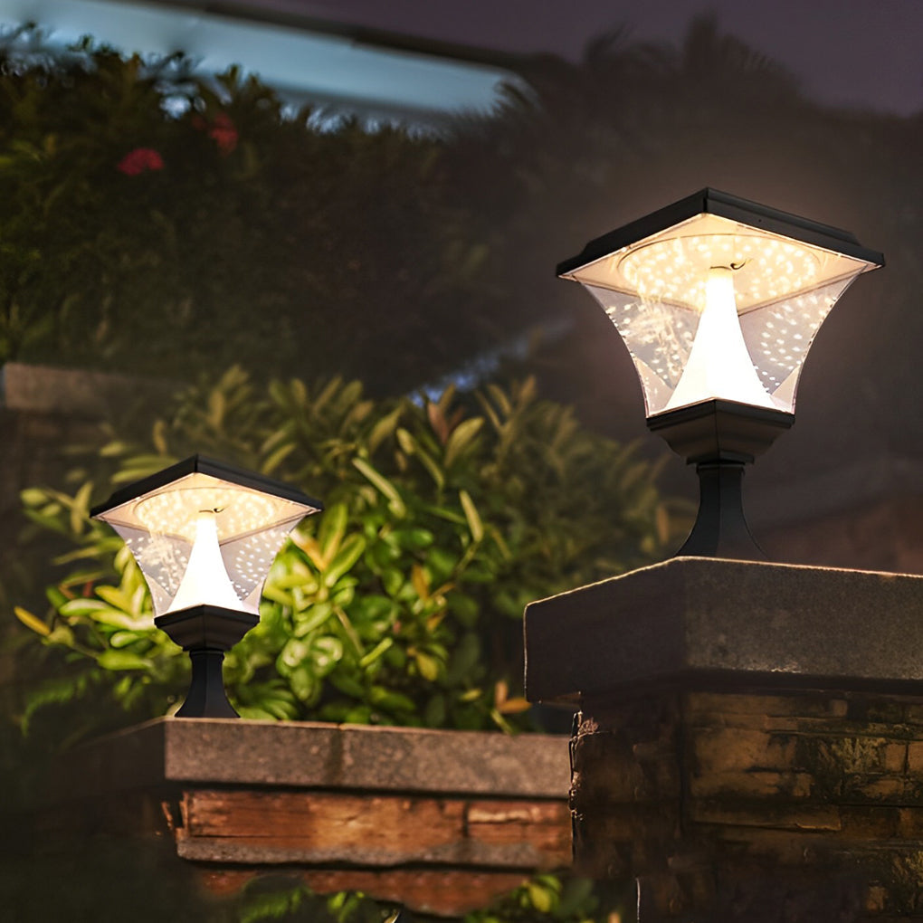 Creative Square Retro LED Solar Fence Post Light Waterproof Outdoor