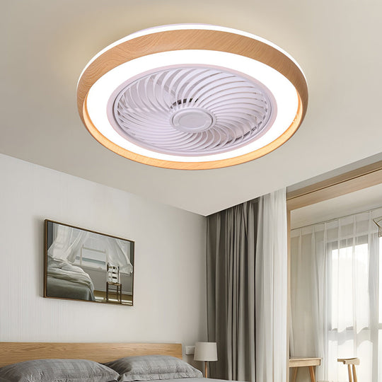 Round Ultra-thin Mute LED Nordic Bladeless Ceiling Fan Light