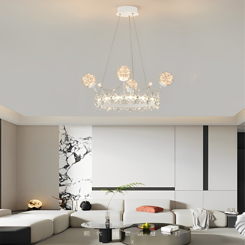 Flower Decor Crowns Crystal Glass Three-Step Dimming Nordic Chandelier
