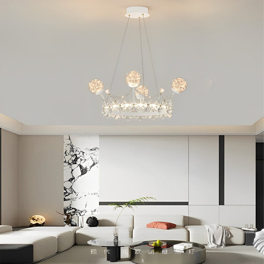 Flower Decor Crowns Crystal Glass Three-Step Dimming Nordic Chandelier