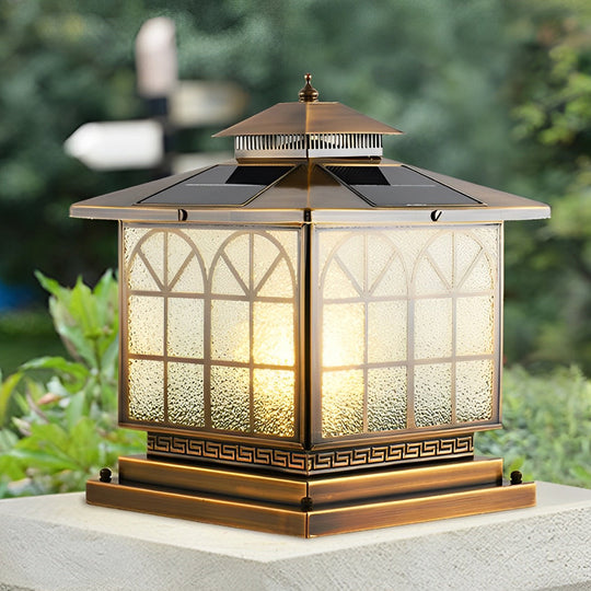 Classical Waterproof LED 3 Step Dimming Bronze Solar Post Caps Lights